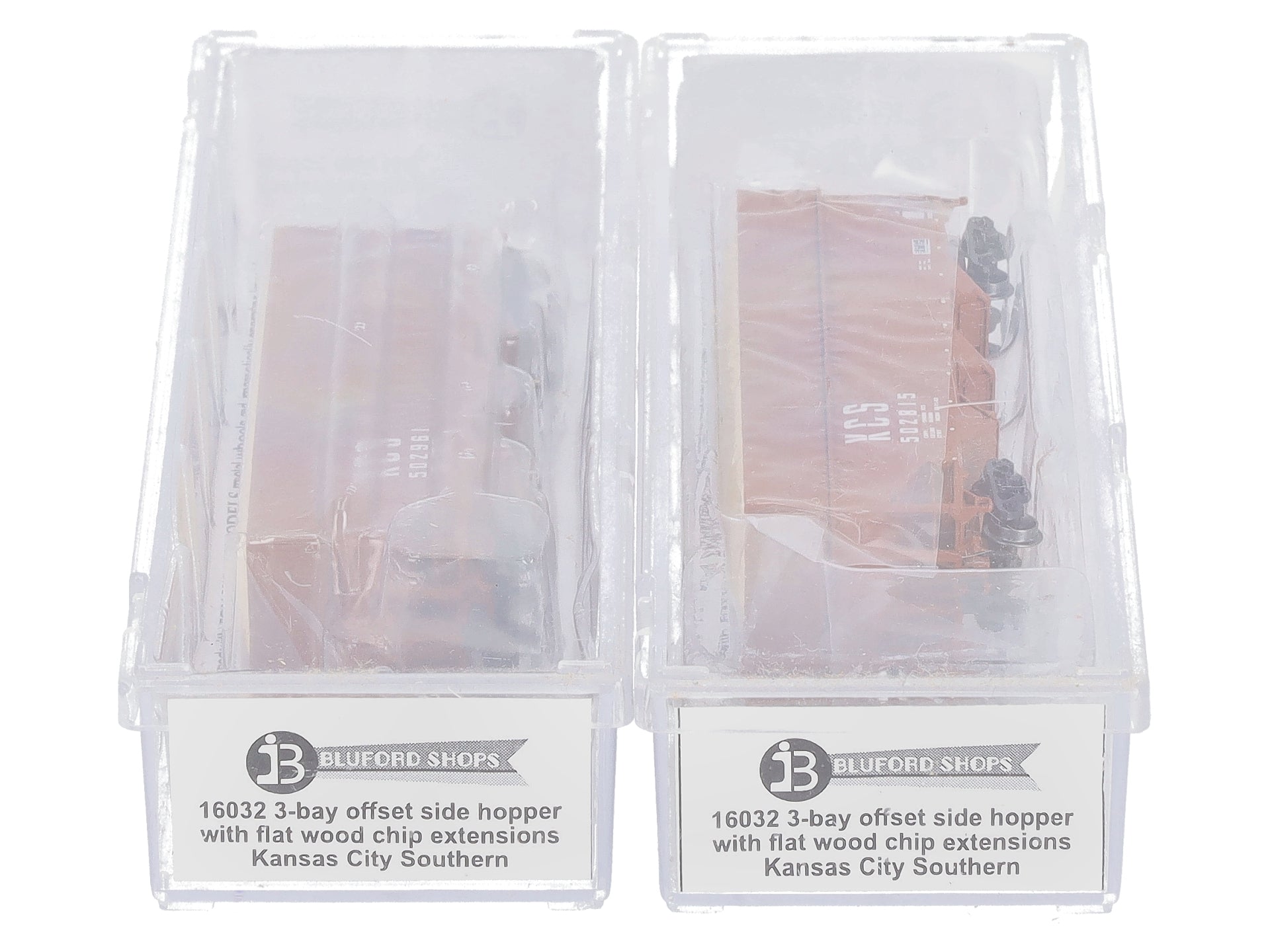 Bluford Shops 16032 N Offset-Side 3-Bay Wood Chip Hopper 2 Car set