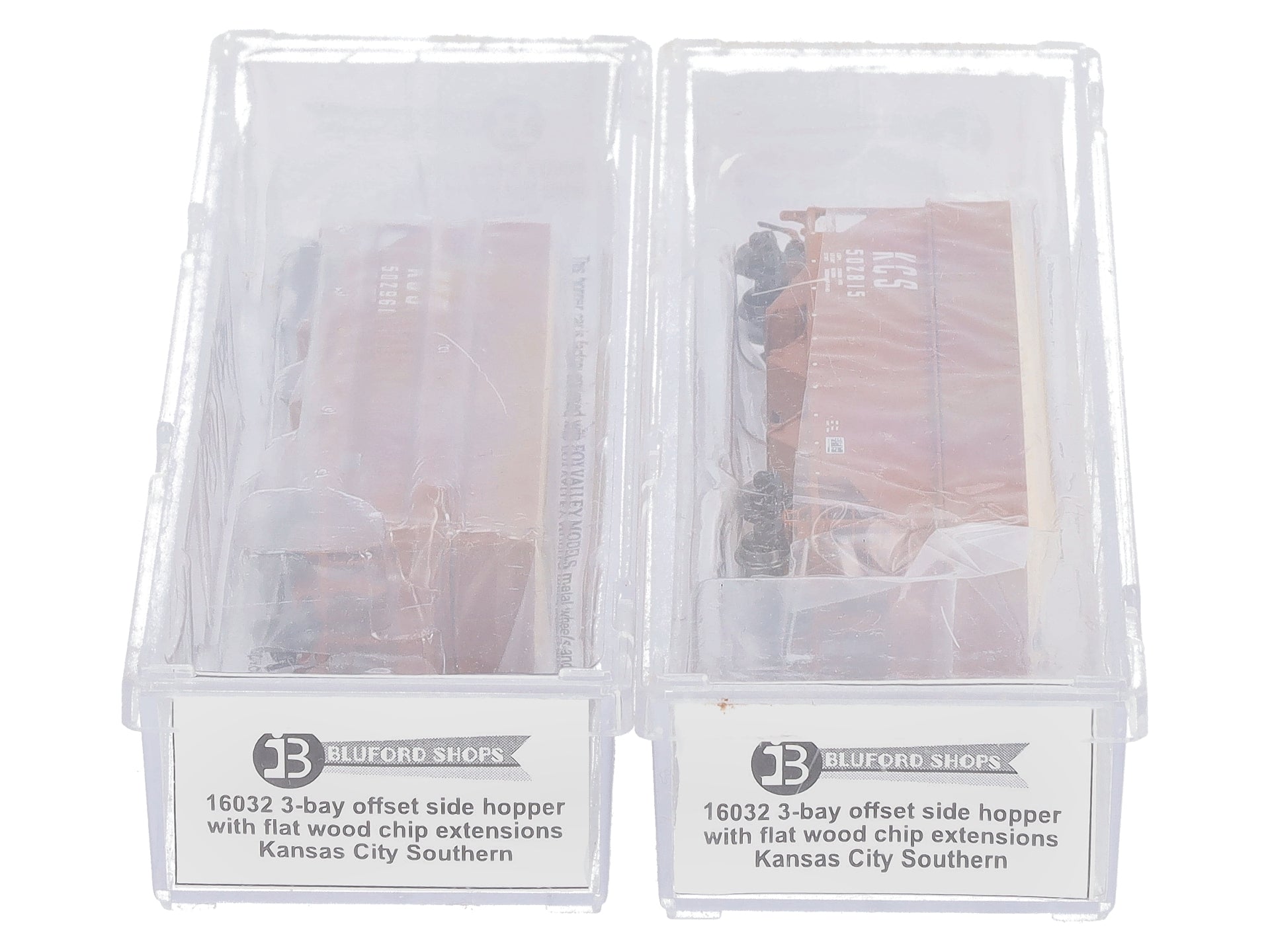 Bluford Shops 16032 N Offset-Side 3-Bay Wood Chip Hopper 2 Car set