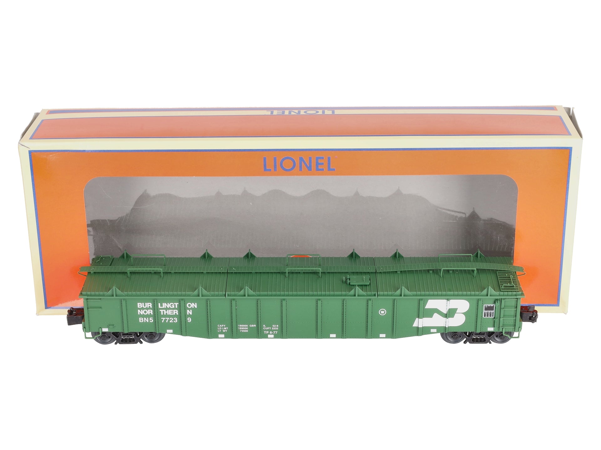 Lionel 2126032 O Gauge Burlington Northern PS-5 Gondola #577239 with Covers