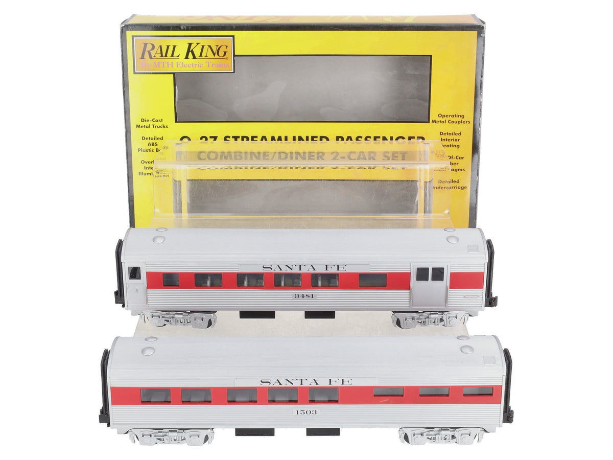 MTH 30-6014 O Santa Fe O-27 Streamlined Combine/Diner Passenger Set (Set of 2) LN/Box