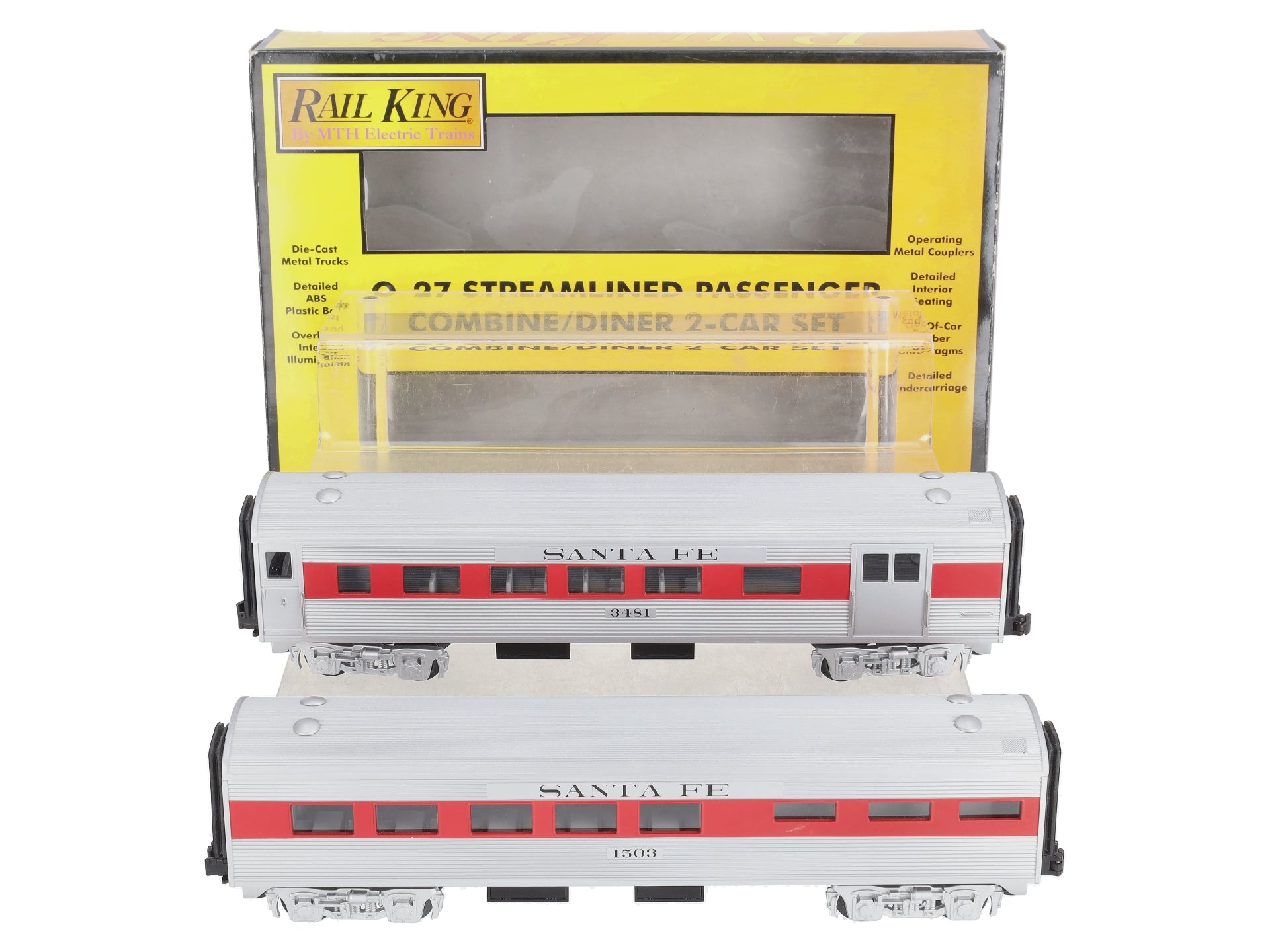 MTH 30-6014 O Santa Fe O-27 Streamlined Combine/Diner Passenger Set (Set of 2) NIB