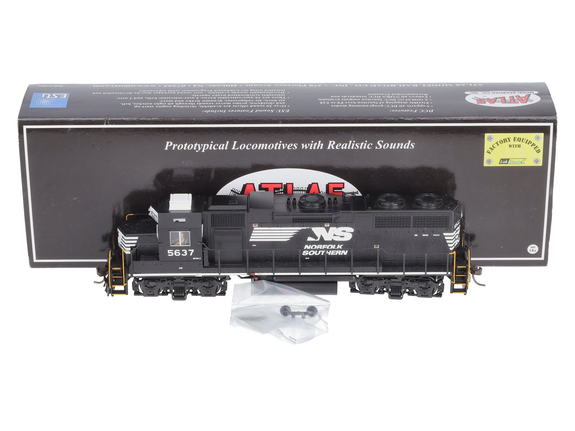 Atlas 10003243 HO Norfolk Southern GP38 Gold Diesel Locomotive #5637 with Sound