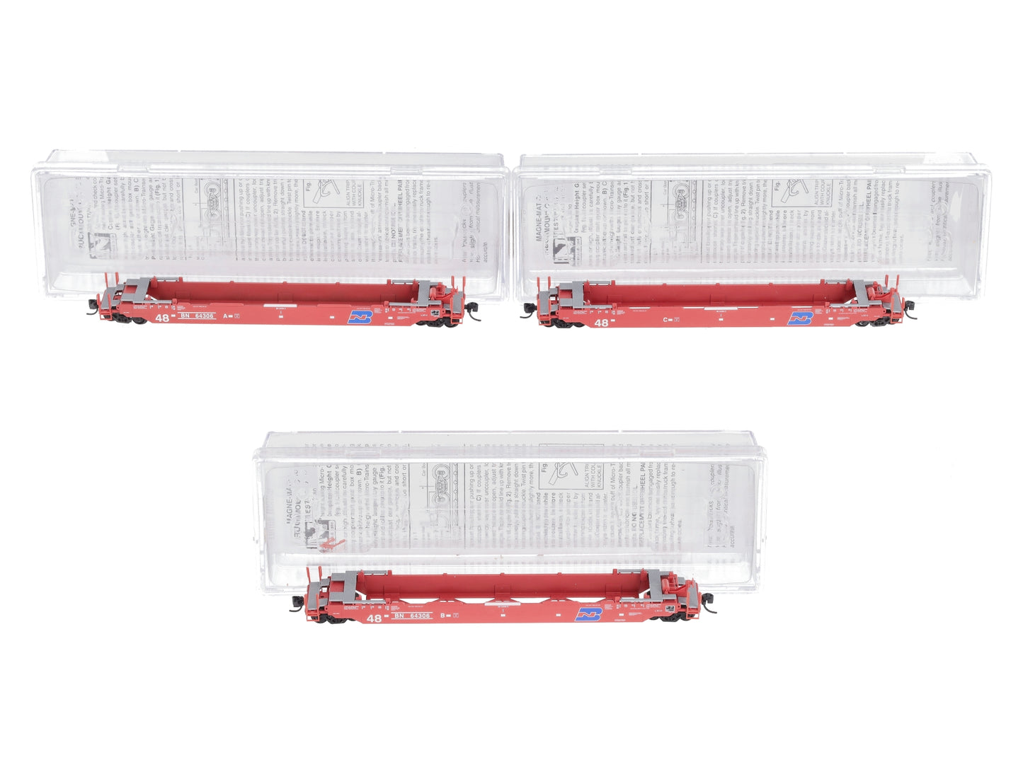Micro-Trains 99300182 N Burlington Northern 70' Husky Stack Well Car (Set of 3) LN/Box