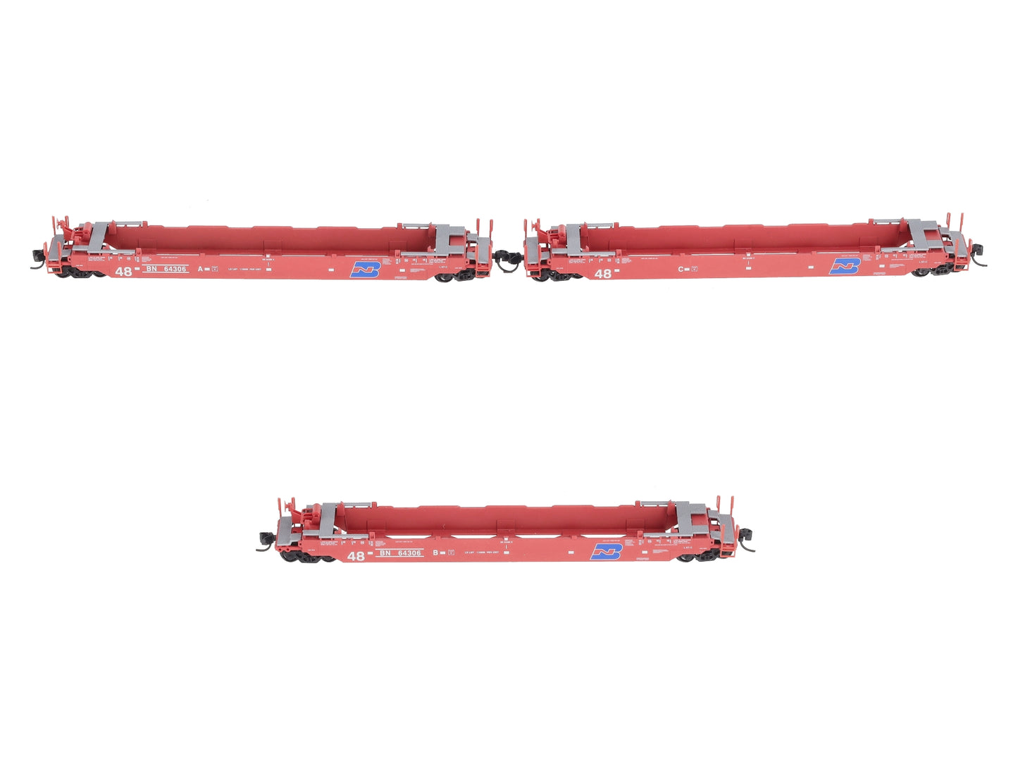 Micro-Trains 99300182 N Burlington Northern 70' Husky Stack Well Car (Set of 3) LN/Box