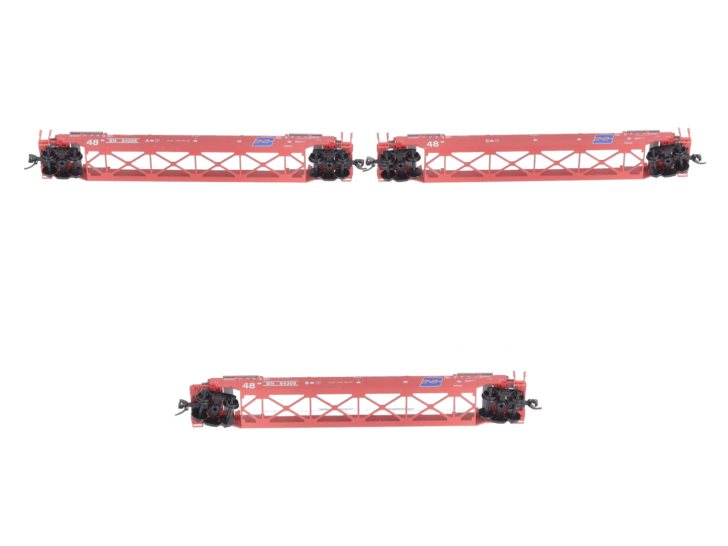 Micro-Trains 99300182 N Burlington Northern 70' Husky Stack Well Car (Set of 3)