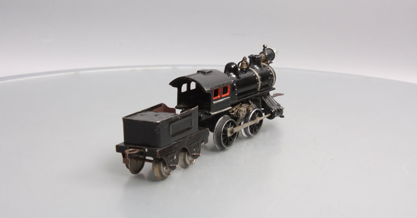 Bing Vintage O Prewar Clockwork 0-4-0 Steam Locomotive & Tender VG