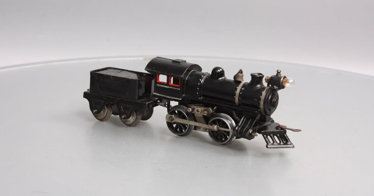 Bing Vintage O Prewar Clockwork 0-4-0 Steam Locomotive & Tender VG