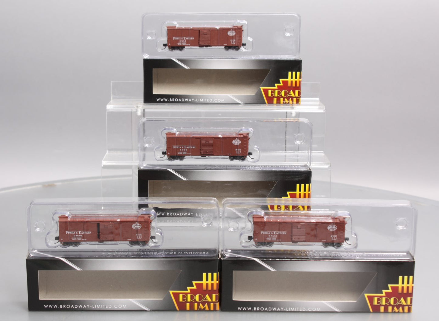 Broadway Limited 3406 N Peoria & Eastern NYC 40' Steel Boxcars (Set of 4)