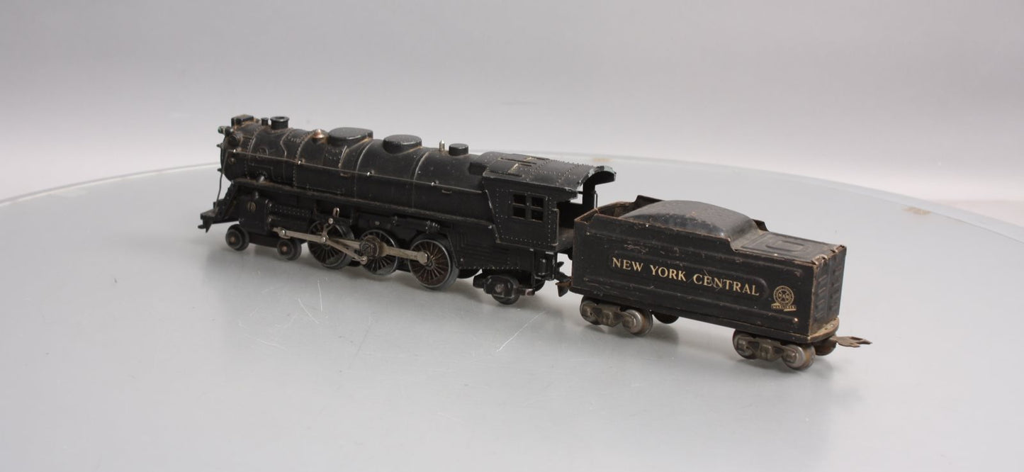 Marx 333 Vintage O New York Central 4-6-2 Die-Cast Steam Locomotive & Tender VG