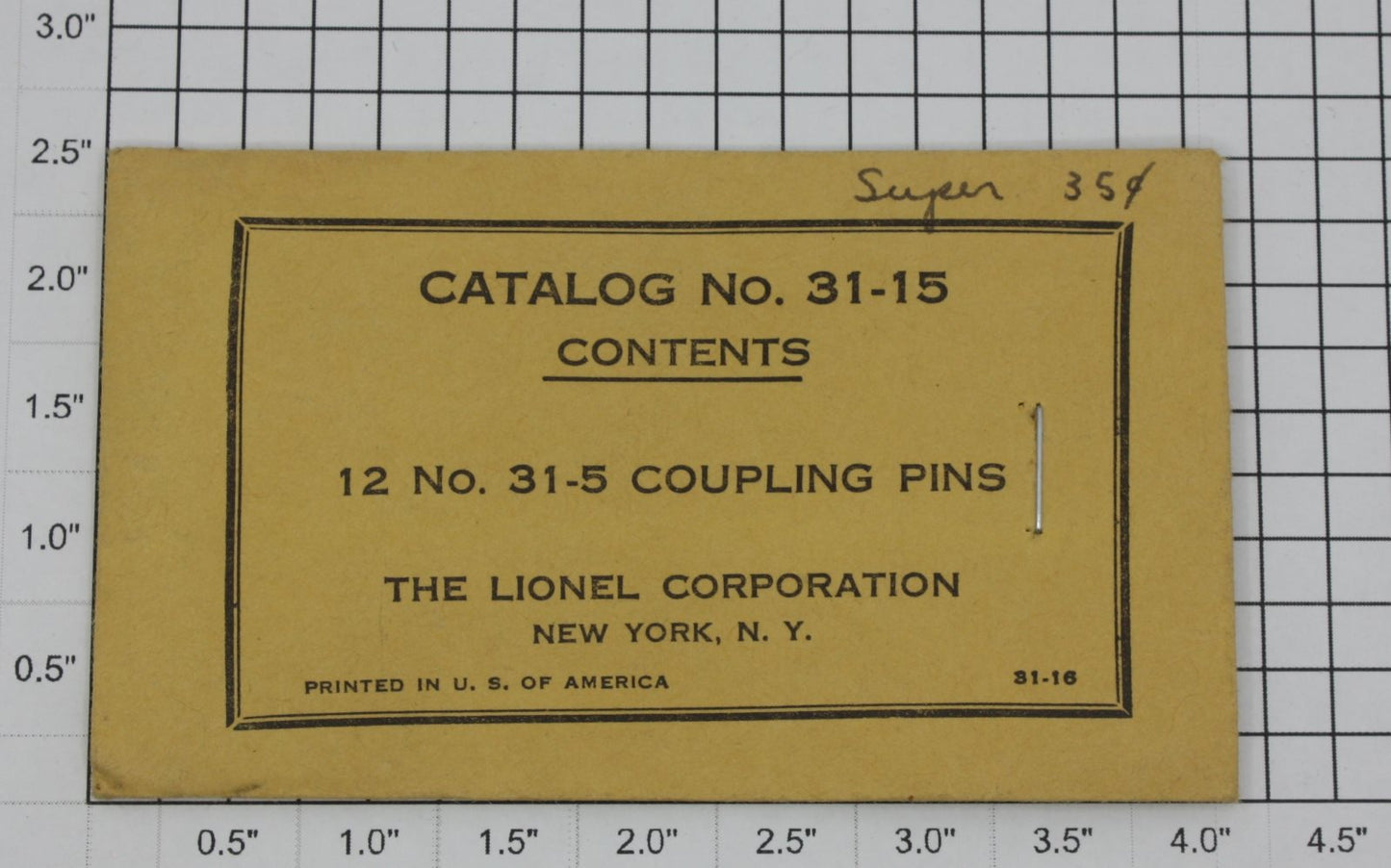 Lionel 31-15 Super O Gauge Copper Ground Pins (Envelope of 12)