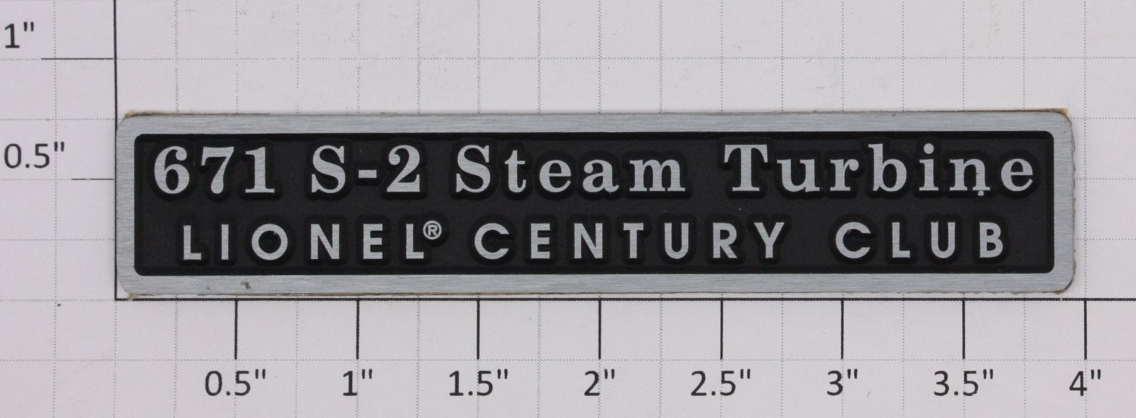 Lionel 18057-56 Self-Adhesive Metal Century Club Turbine Plaque