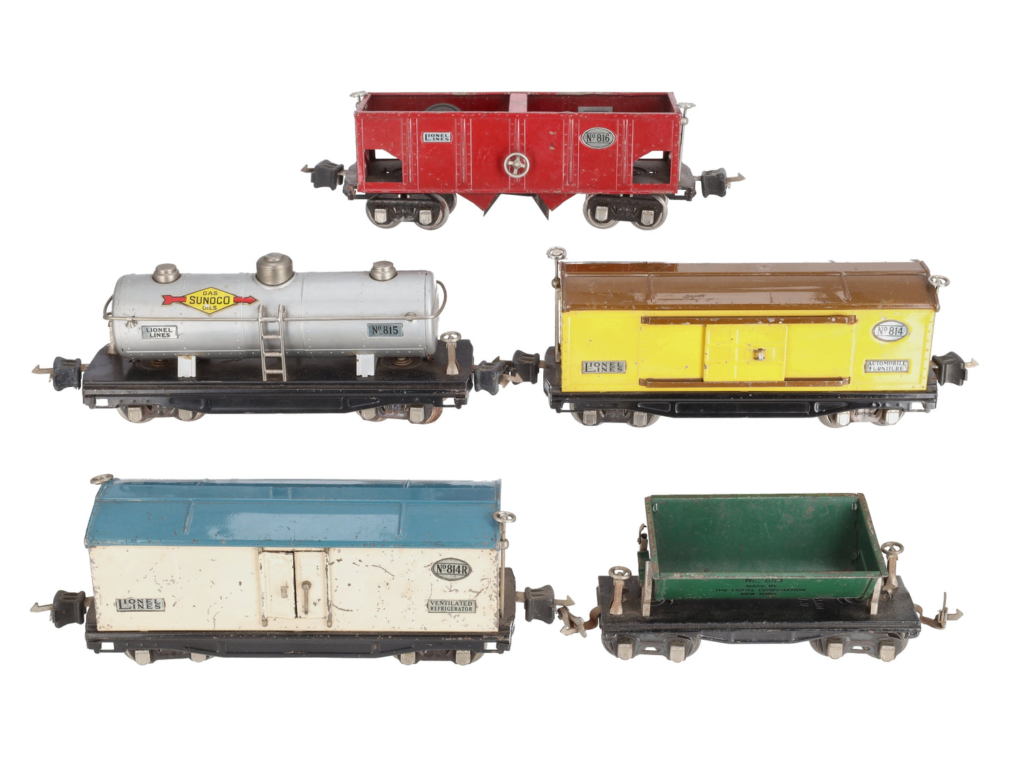 Lionel Vintage O Prewar Freight Cars: 659, 816, 815, 814R & 814 [5] VG