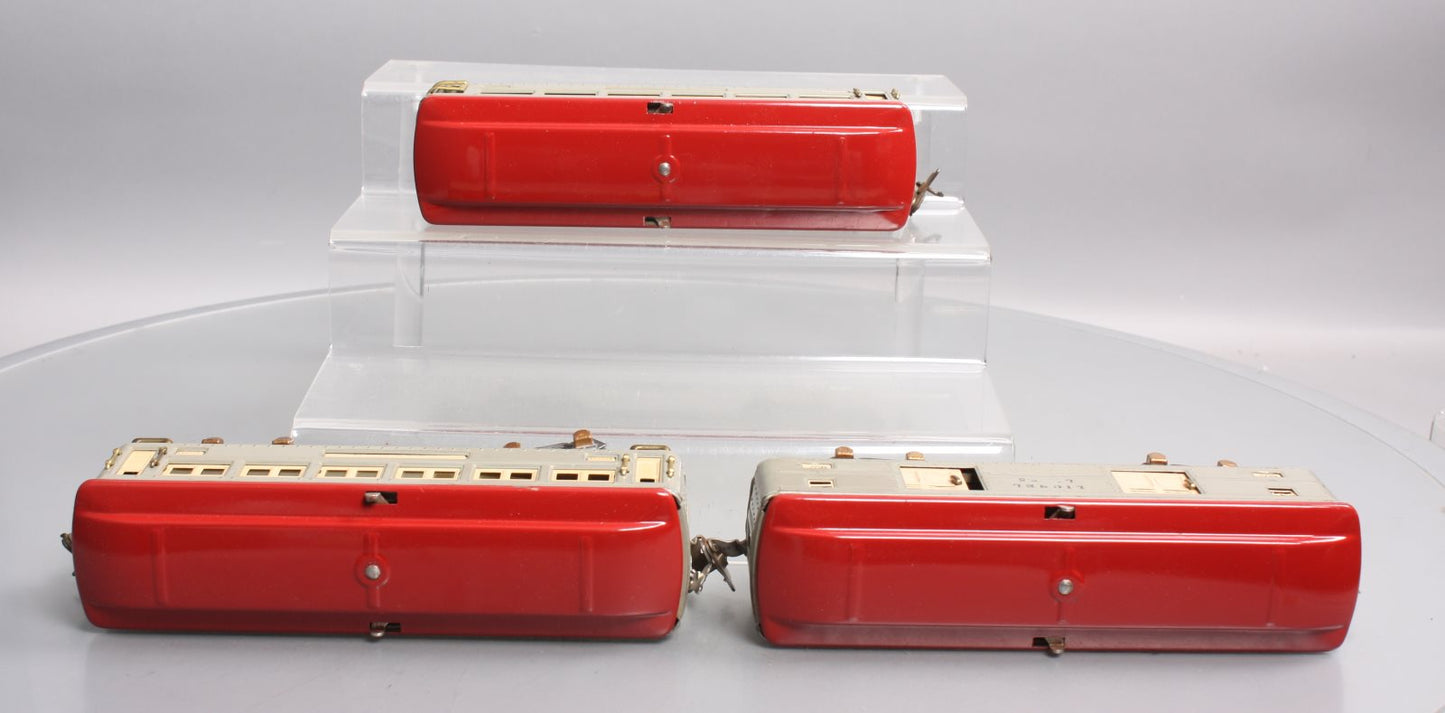 Lionel 600, 601 & 602 Vintage O Tinplate Grey//Red Passenger Cars [3] VG
