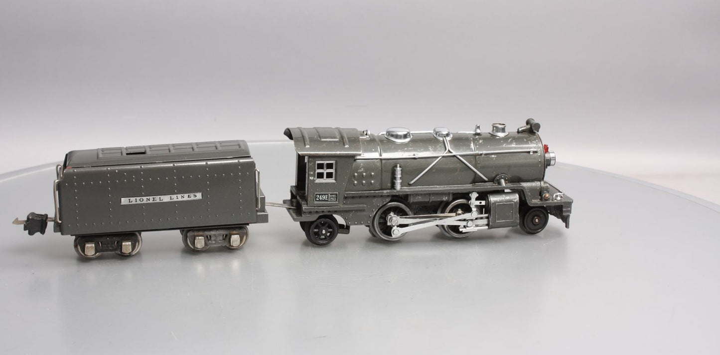 Lionel 249E Vintage O 2-4-2 Tinplate Steam Locomotive w/ 265W Tender VG