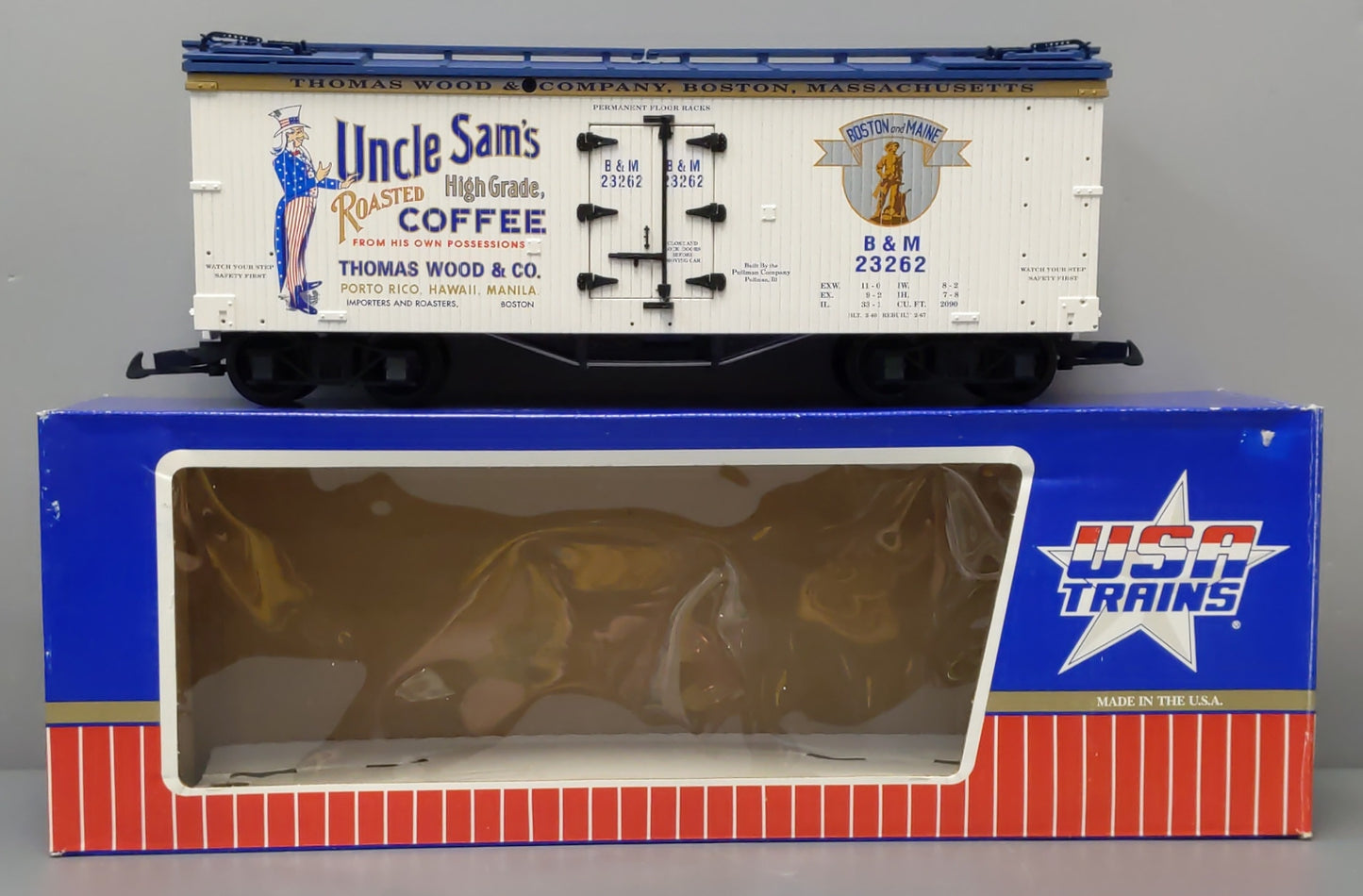 USA Trains 16349 G Uncle Sam Coffee Wood Ice Reefer Car