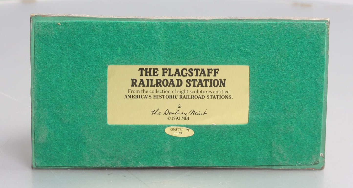 Danbury Mint "The Flagstaff" Railroad Station w/ Steam Locomotive & Coal Tender EX