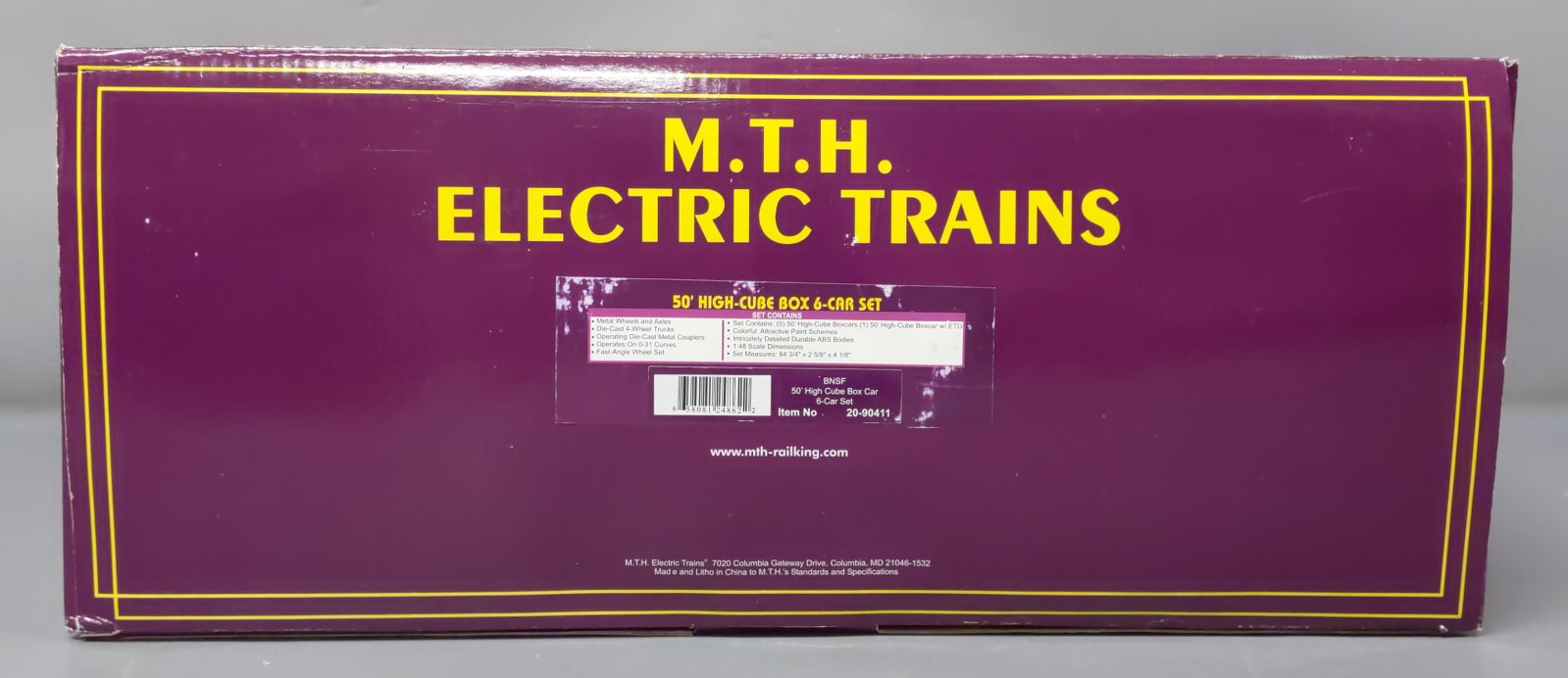 MTH 20-90411 O Burlington Northern Santa Fe 50' High Cube Box Car Set (Set of 6)