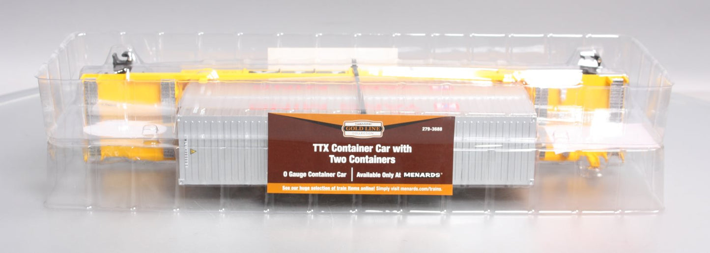 Menards 279-3688 O Gauge TTX Container Car with Two Containers NIB