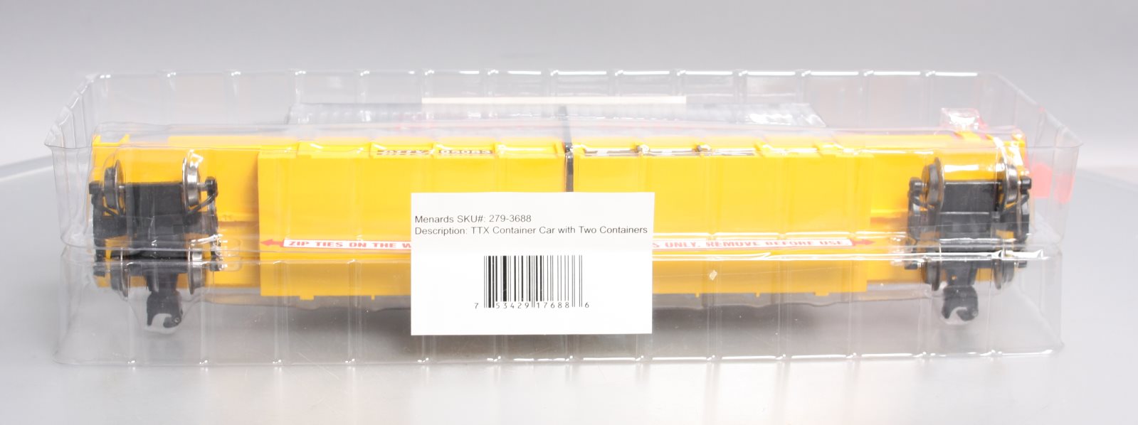 Menards 279-3688 O Gauge TTX Container Car with Two Containers NIB