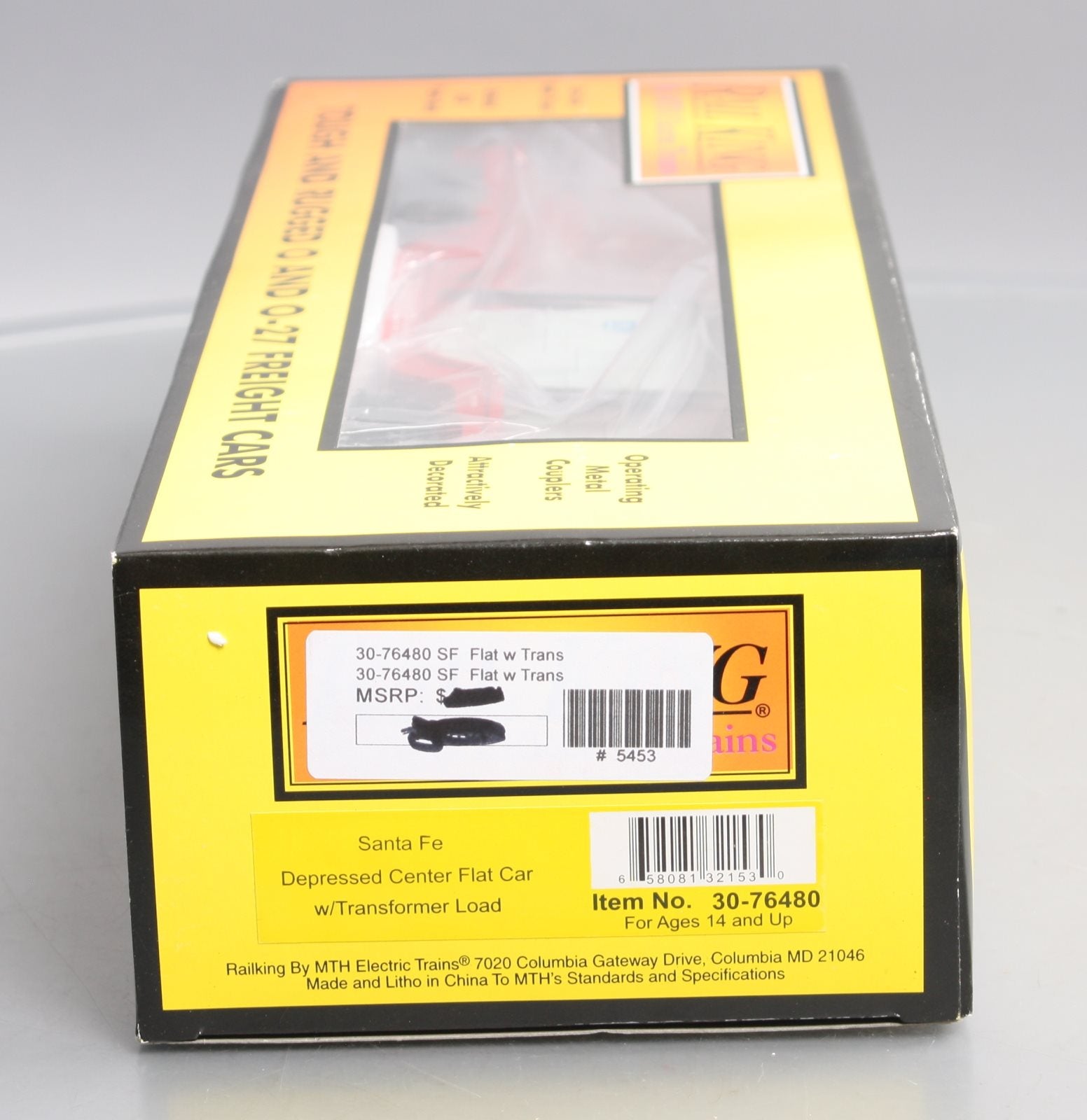 MTH 30-76480 O Santa Fe Deep Center Flat w/Transformer