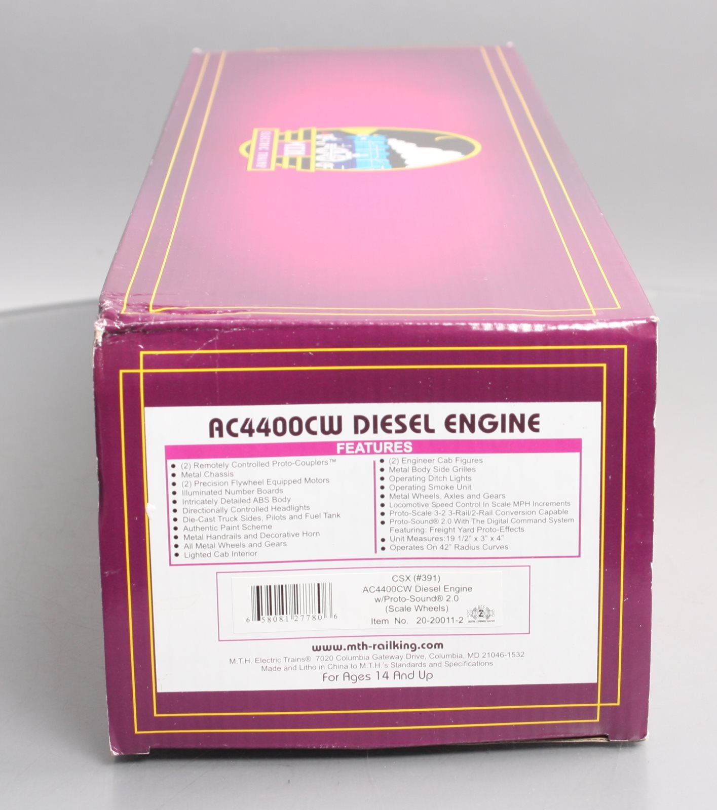 MTH 20-20011-2 CSX AC4400cw Diesel Engine w/PS2 (Scale Wheels) #391