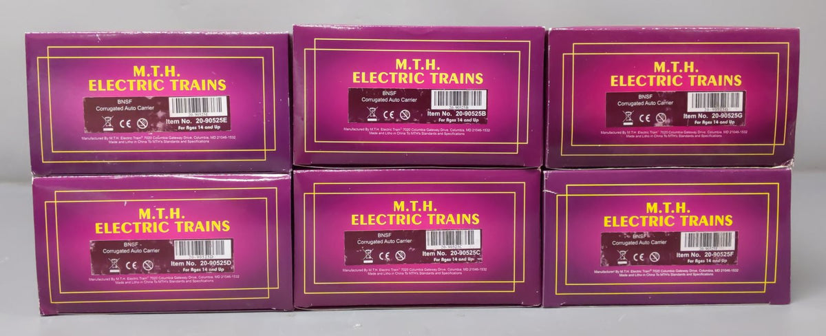 MTH 20-90525 O BNSF Corrugated Auto Carrier Set (Set of 6)