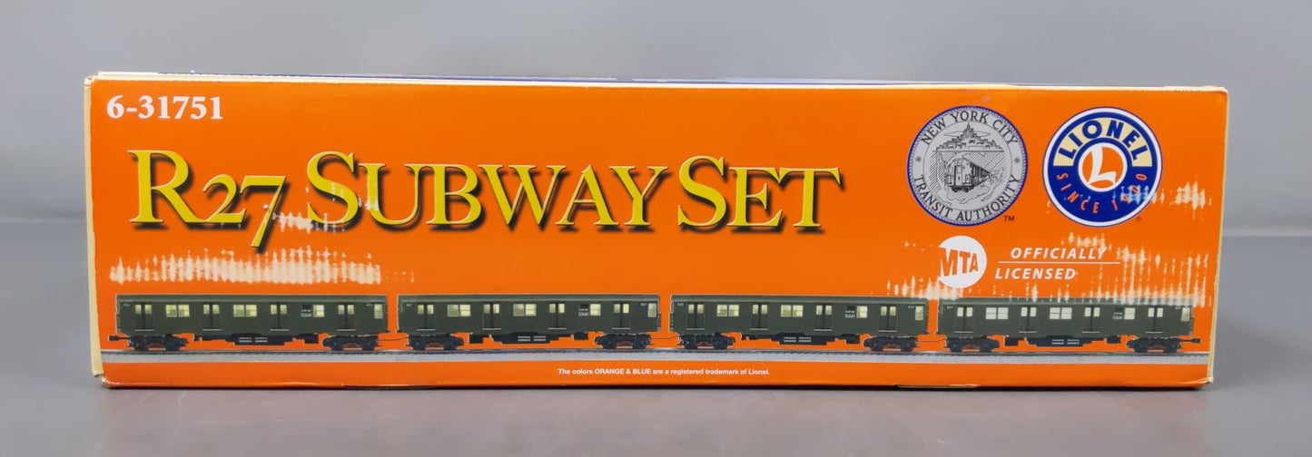 Lionel 6-31751 O Gauge MTA R-27 Subway Set