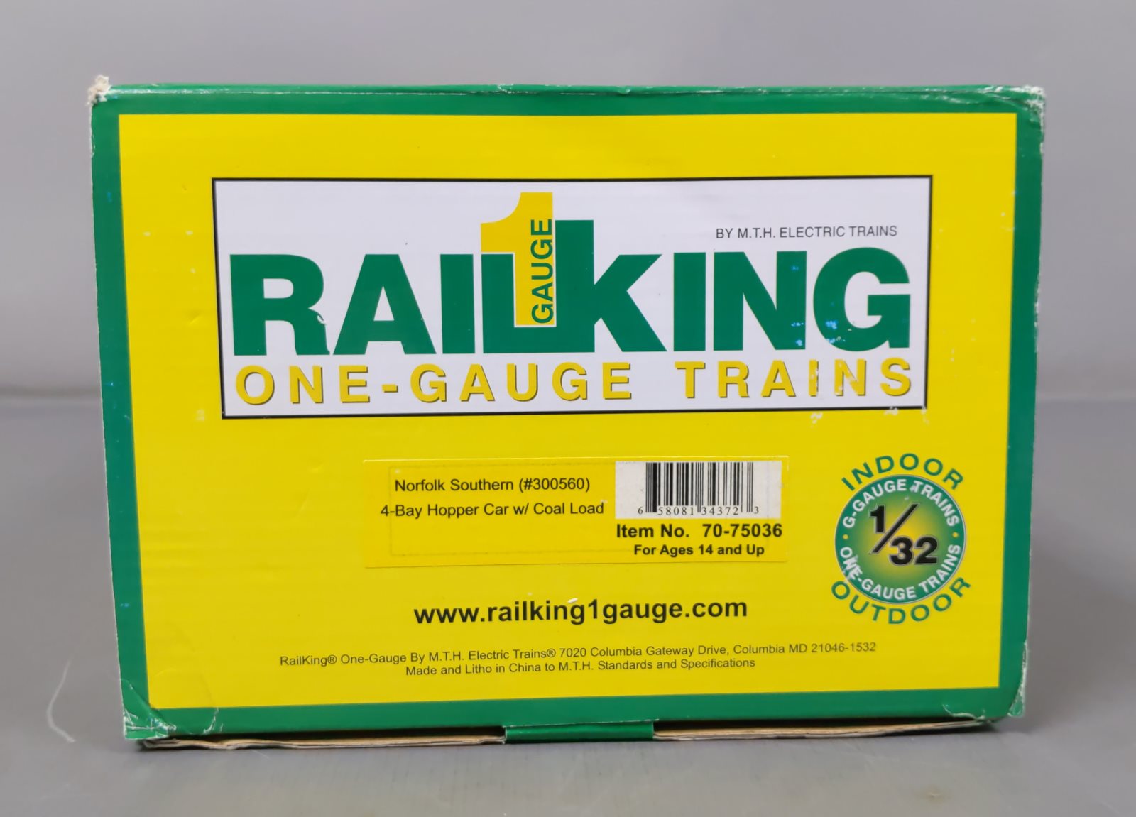 MTH 70-75036 G Scale Norfolk Southern 4 Bay Hopper #300560 w Load (Metal Wheels)