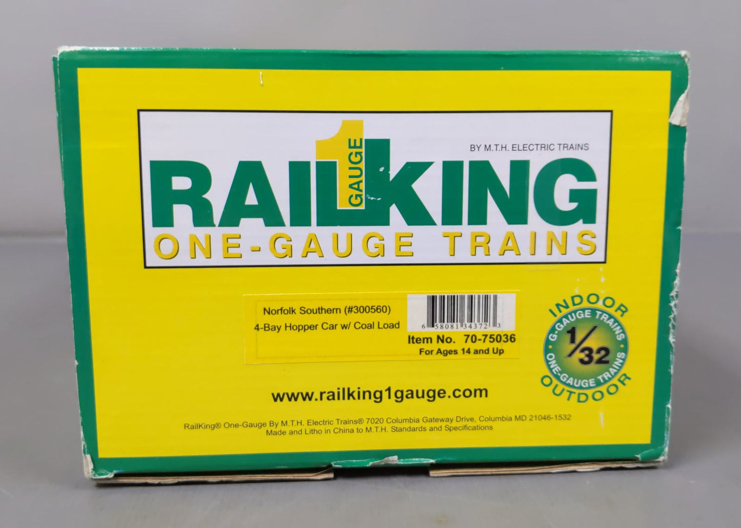 MTH 70-75036 G Scale Norfolk Southern 4 Bay Hopper #300560 w Load (Metal Wheels)