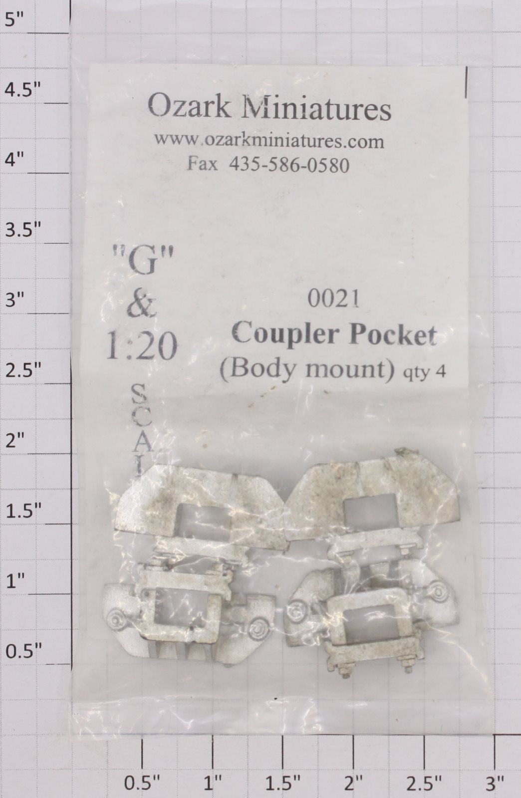 Ozark Miniatures OM-0021 G and 1:20 Gauge Body Mount Coupler Pocket (Pack of 4)