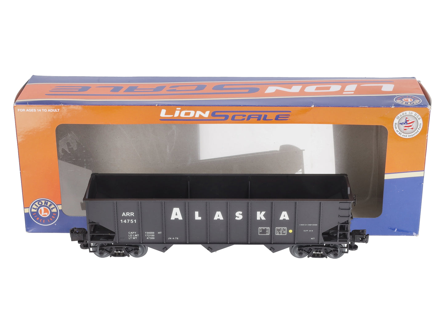 Lionel 3-16100B O Alaska 3-Bay 9-Panel Hopper #14751