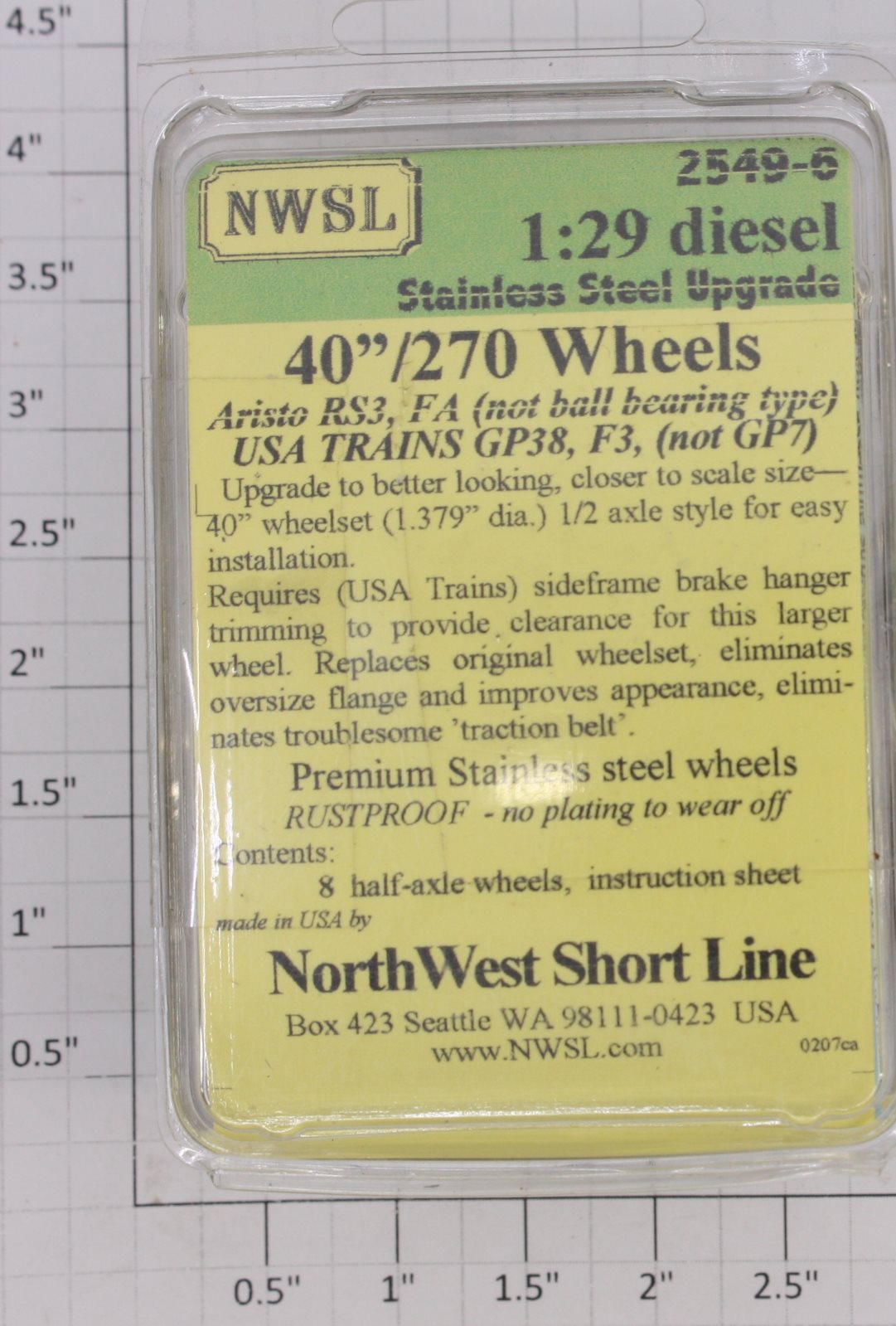 NorthWest Short Line 2549-6 G Gauge SS 40"/270 Upgrade Wheels (Pack of 8)