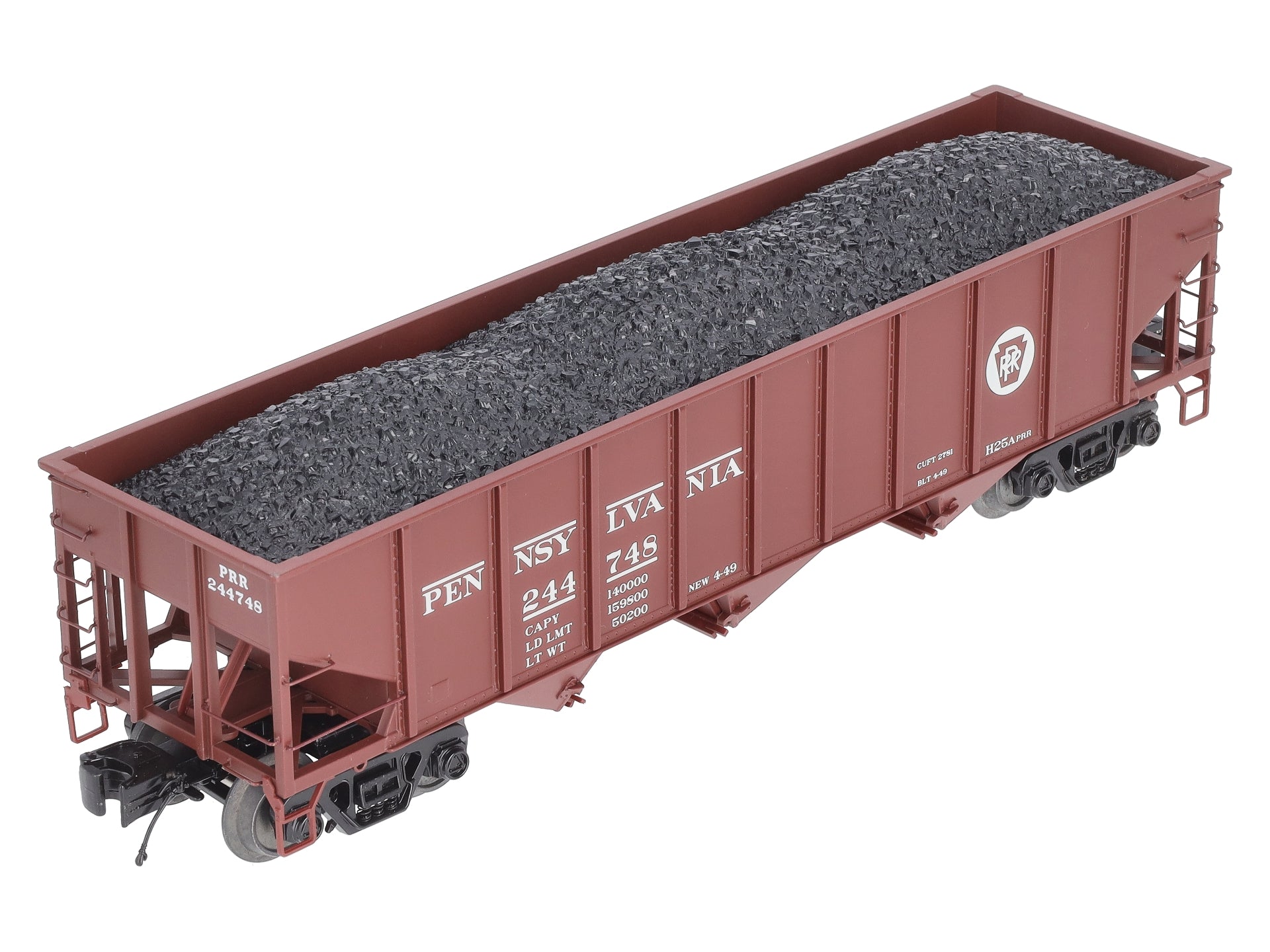 MTH 20-97786 O Scale PRR 70-Ton 3-Bay Hopper #244748