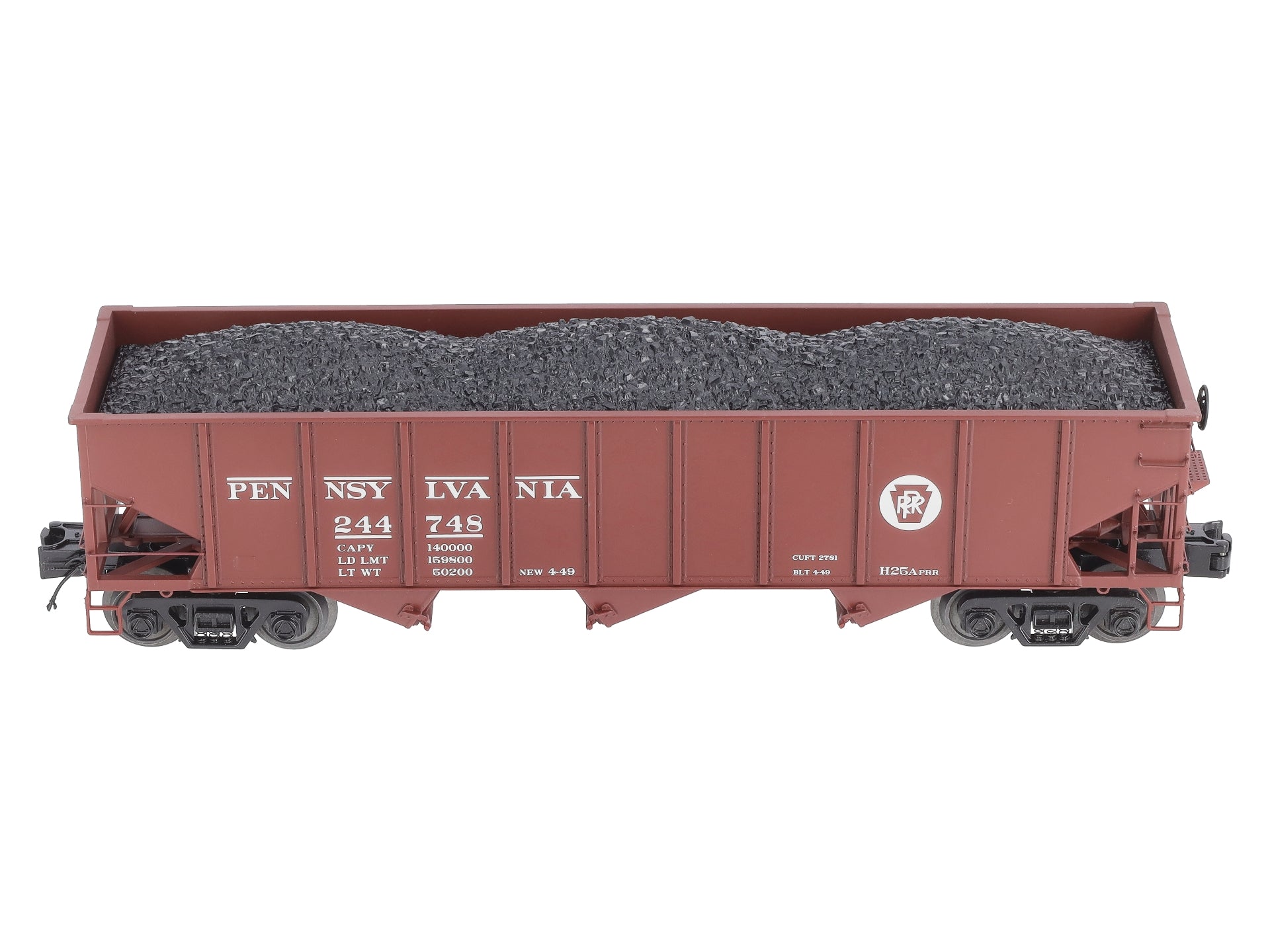 MTH 20-97786 O Scale PRR 70-Ton 3-Bay Hopper #244748