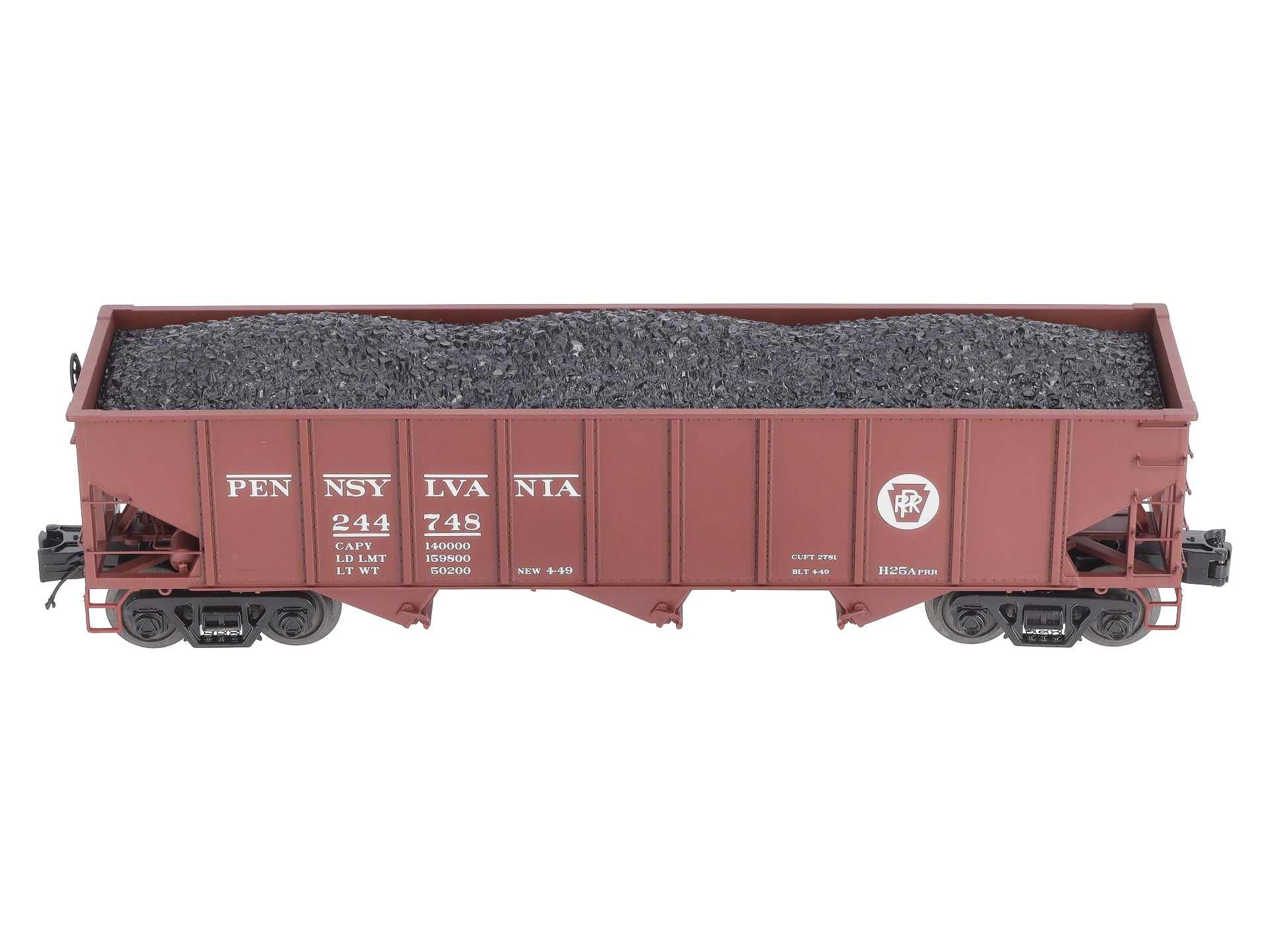 MTH 20-97786 O Scale PRR 70-Ton 3-Bay Hopper #244748