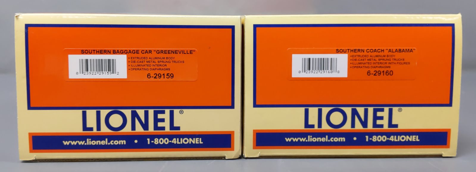 Lionel 6-29158 O Gauge Southern Aluminum 2 Car Passenger Set