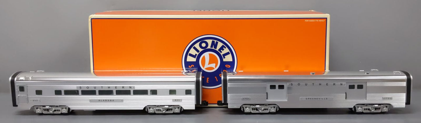 Lionel 6-29158 O Gauge Southern Aluminum 2 Car Passenger Set