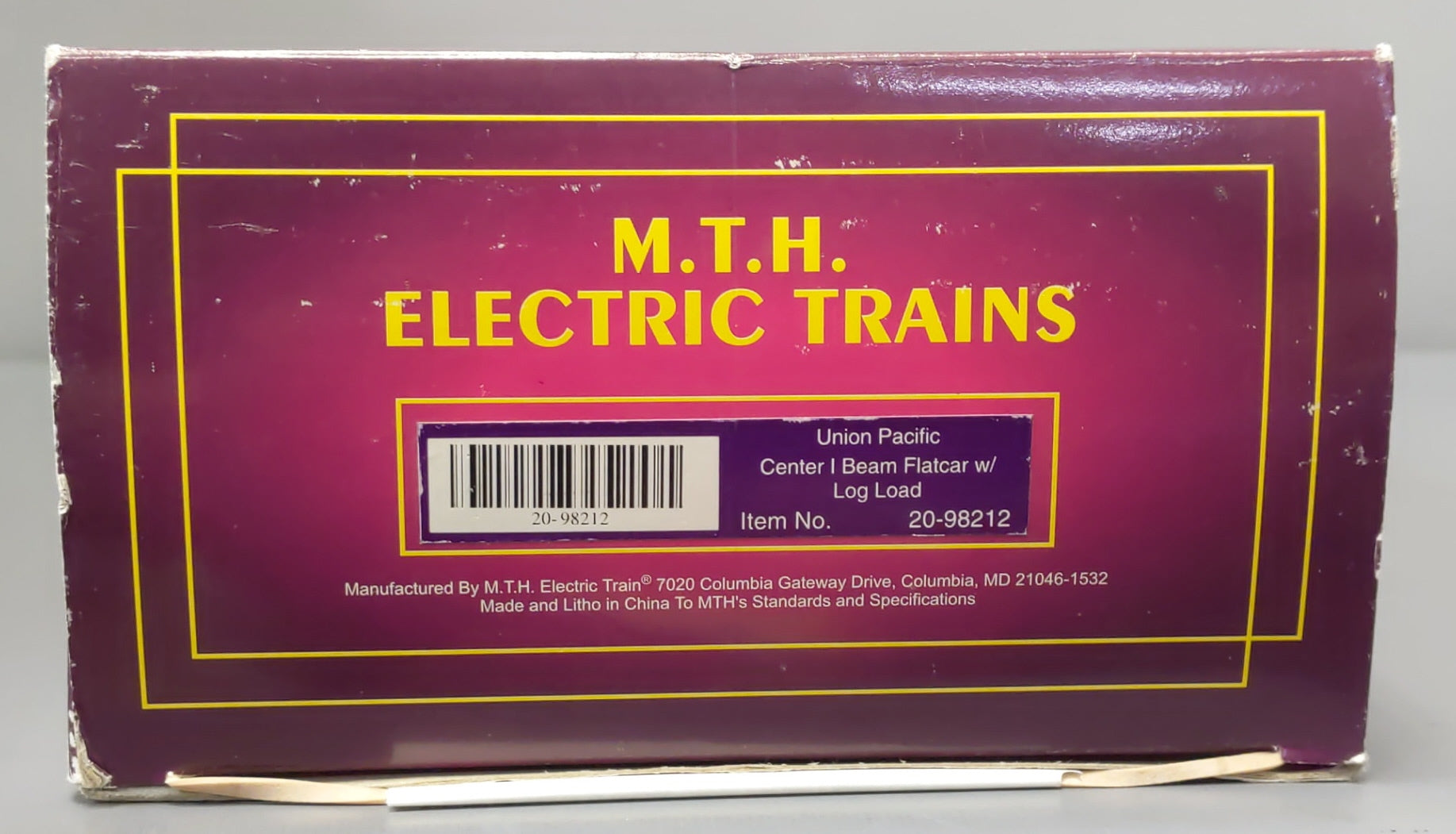 MTH 20-98212 O Gauge Union Pacific Center I-Beam Flat Car w/ Log Load #2362 LN/Box