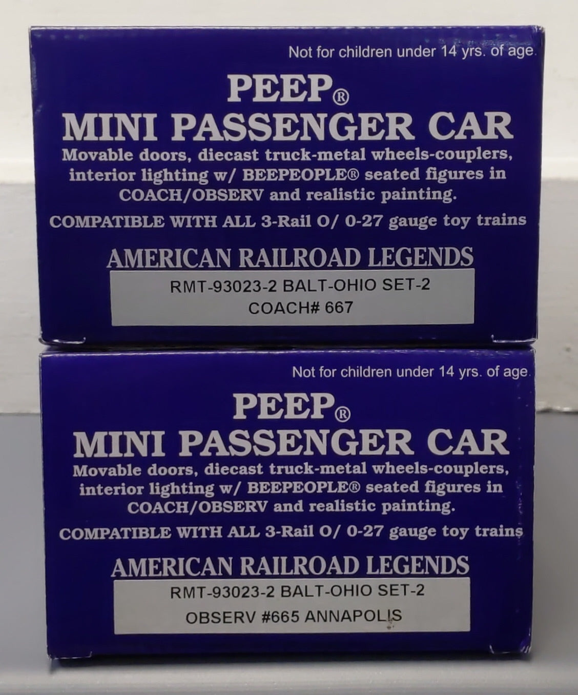 RMT 93023-2 O Gauge B&O Peep Mini Passenger Cars (Set of 2) #667/665