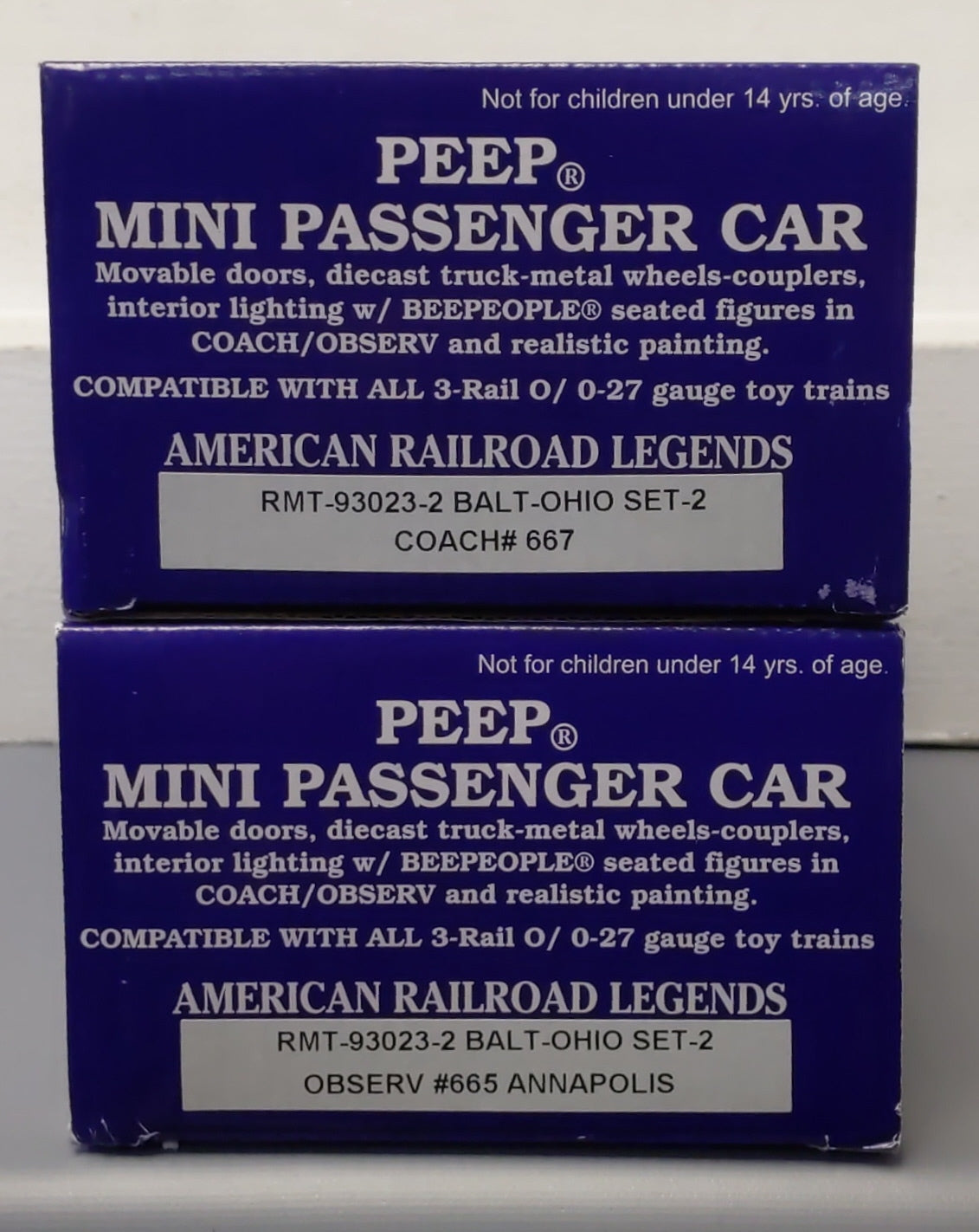 RMT 93023-2 O Gauge B&O Peep Mini Passenger Cars (Set of 2) #667/665