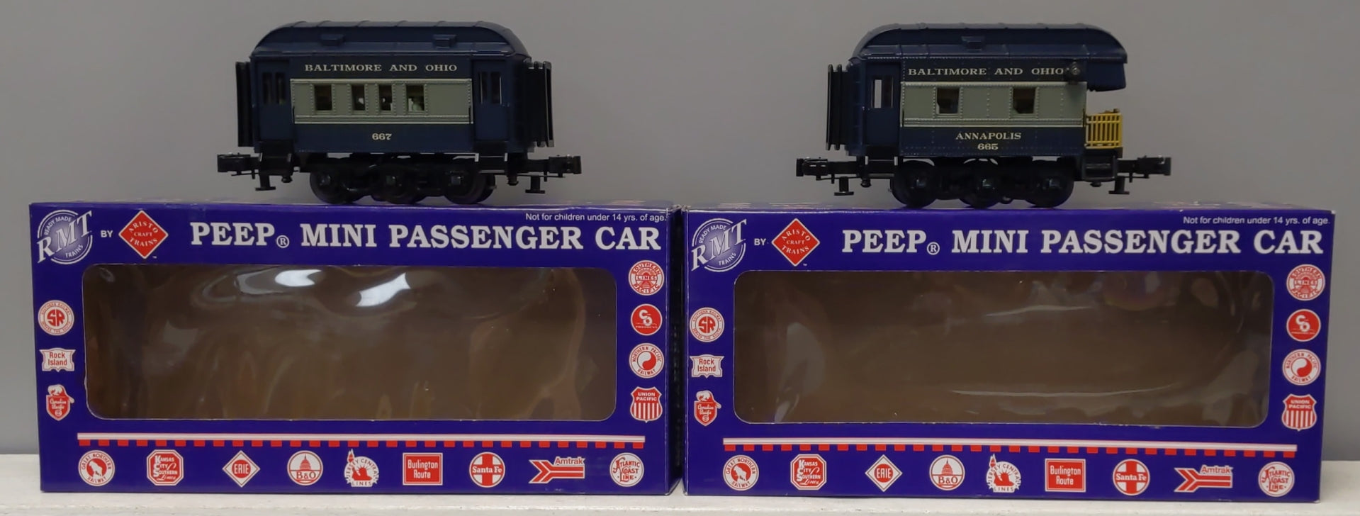 RMT 93023-2 O Gauge B&O Peep Mini Passenger Cars (Set of 2) #667/665