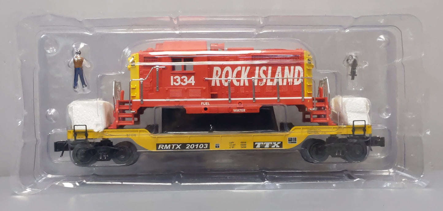 RMT 96699-033 O Gauge RMTX Flatcar with Rock Island Diesel Shell Load #20103 NIB
