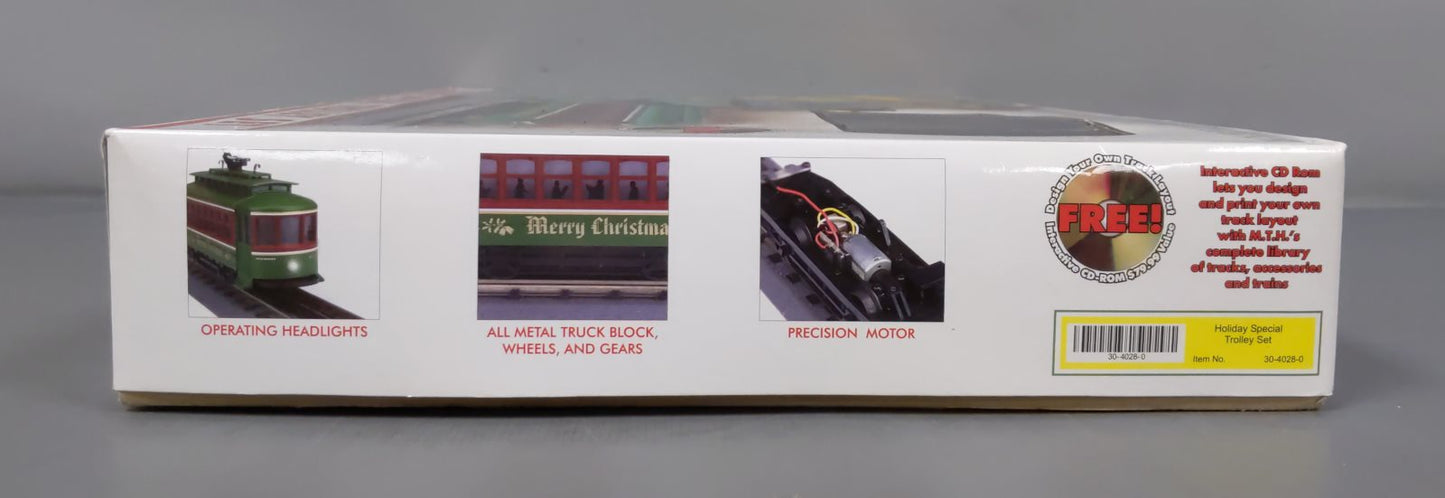 MTH 30-4028-0 O Holiday Special Trolley Set VG/Box