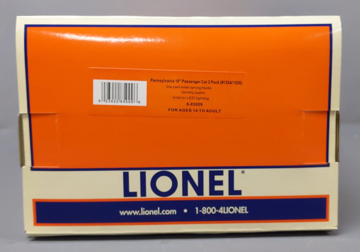 Lionel 6-85009 O Pennsylvania 18" Passenger Car Set #1524/1526 (Pack of 2)
