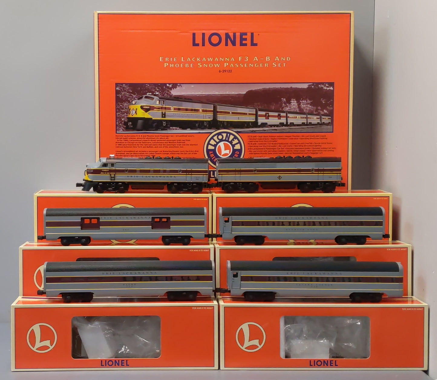 Lionel 6-29122 O Gauge Erie Lackawanna F3 AB Diesel Passenger Train Set LN/Box