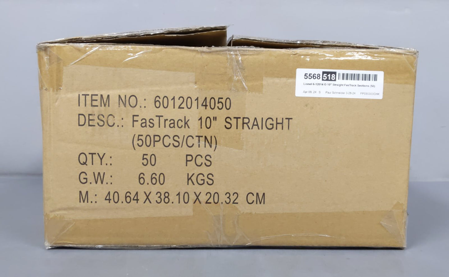 Lionel 6-12014 O 10" Straight FasTrack Sections (50) EX/Box