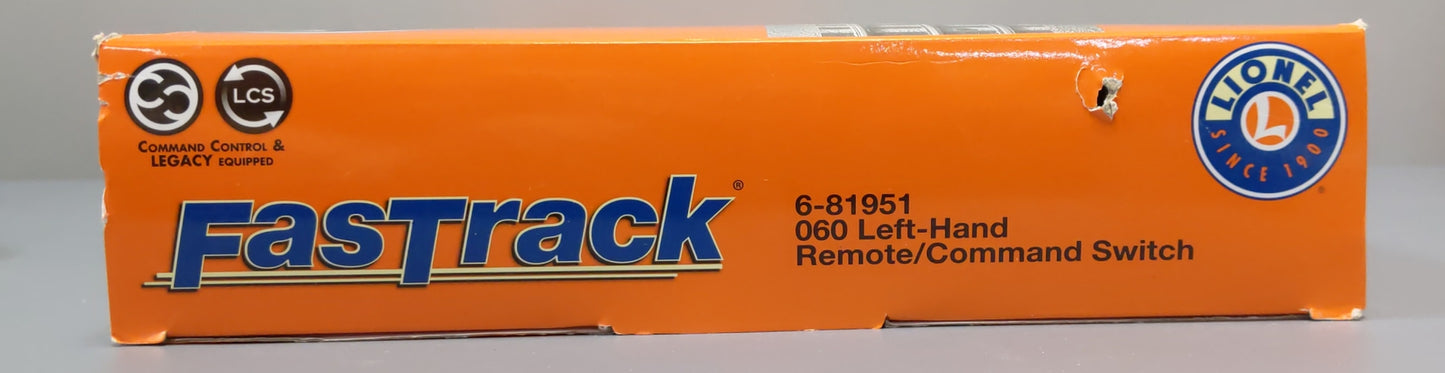 Lionel 6-81951 O O60 FastRack Remote Left Hand Switch Turnout EX/Box