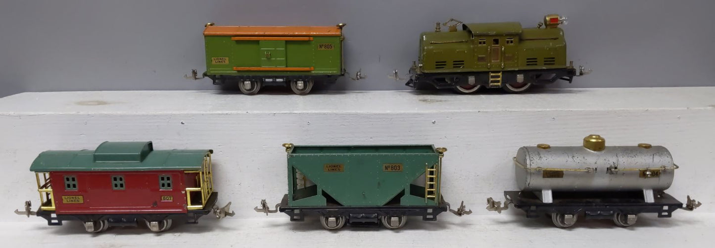 Lionel 293 Vintage O Prewar Electric Freight Set w/252, 803, 804, 805, 807 VG/Box
