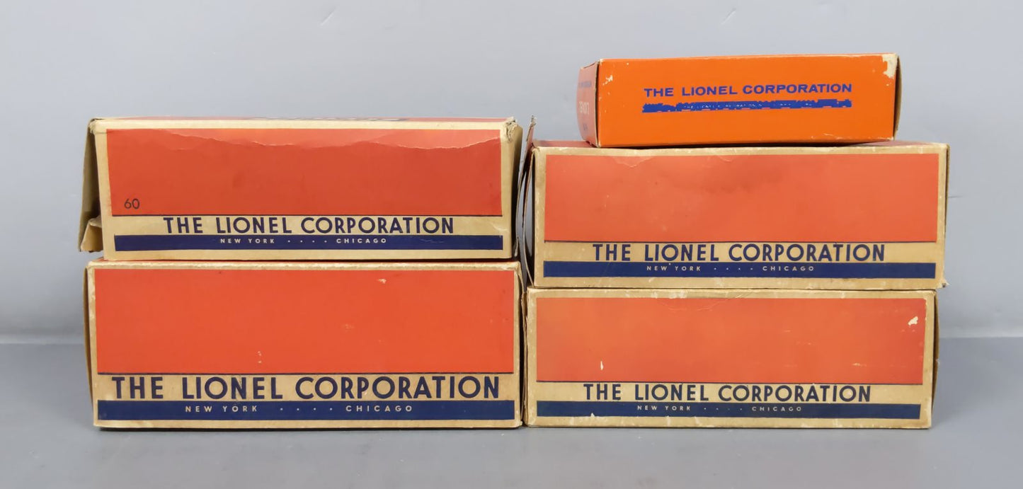 Lionel Vintage O Gauge Empty Motorized Unit Boxes: 65, 55, 51, 51, 60 [5] VG/Box