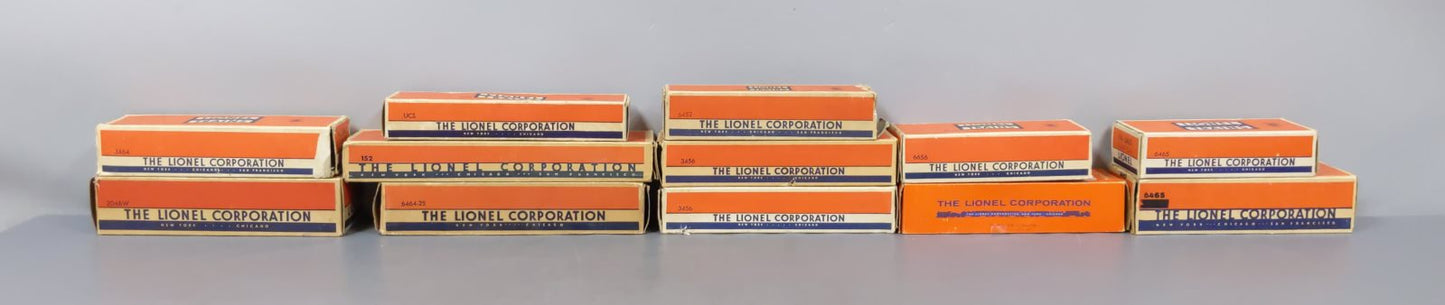 Lionel Vintage O Gauge Assorted Empty Boxes: 152, 3519, 3456, 3464, 6464-25 [12] VG/Box